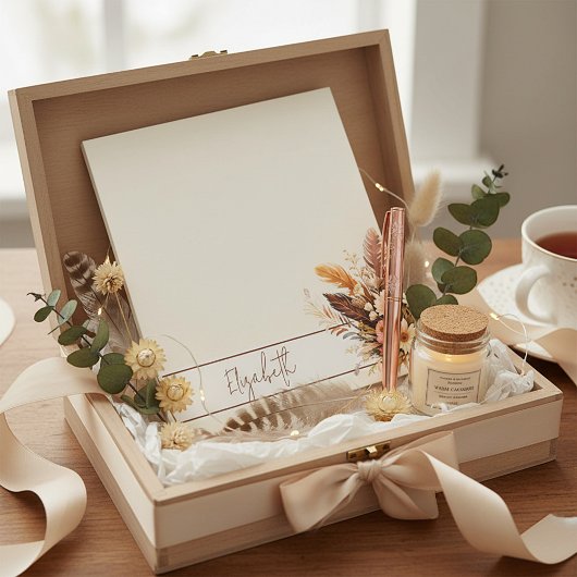Aardtinten boho boeket gepersonaliseerd notitieblok