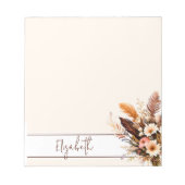 Aardtinten boho boeket gepersonaliseerd notitieblok (Voorkant)