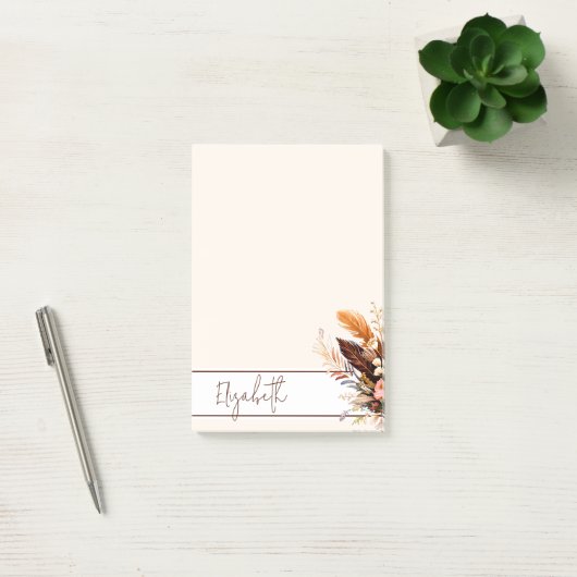 Aardtinten boho boeket gepersonaliseerd post-it® notes (Kantoor)