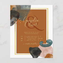 Aardtinten Bruiloft Terracotta Groen Goud Abstract Flyer