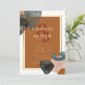 Aardtinten Bruiloft Terracotta Groen Goud Abstract Kaart (Staand voorkant)