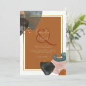 Aardtinten Bruiloft Terracotta Groen Goud Abstract Kaart (Staand voorkant)