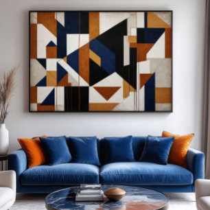 Aardtinten en Blauw Poster