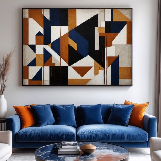 Aardtinten en Blauw Poster