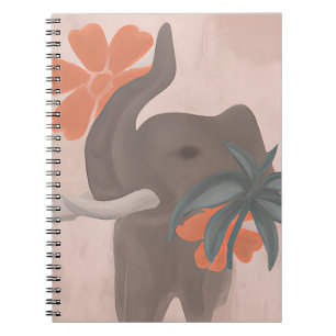 Aardtinten Olifant minimalistische kunst Notitieboek