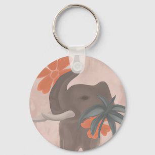 Aardtinten Olifant minimalistische kunst Sleutelhanger