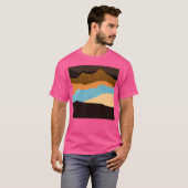 Aardtonen en Aqua Torn Deckled Mountain Landschap T-shirt (Voorkant volledig)