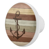Aardtoon, kleurig hout, Nautische strips en anker Keramische Knop (Rechts)