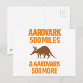 Aardvark 500 Miles grappige pun Briefkaart (Voorkant / Achterkant)
