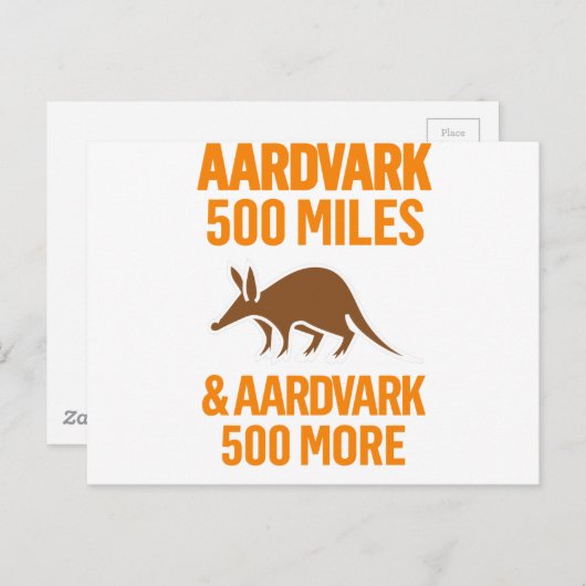 Aardvark 500 Miles grappige pun Briefkaart (Voorkant / Achterkant)