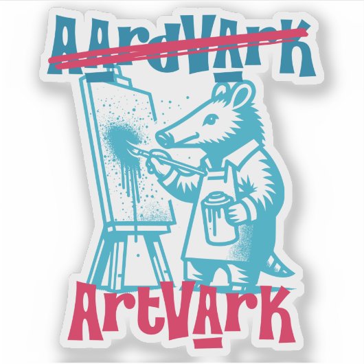 Aardvark Artvark Funny ANIMAL NAMES Sticker (Voorkant)