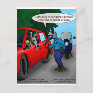Aardvark Autorijden Terwijl Gebugged Grappige T-sh Briefkaart