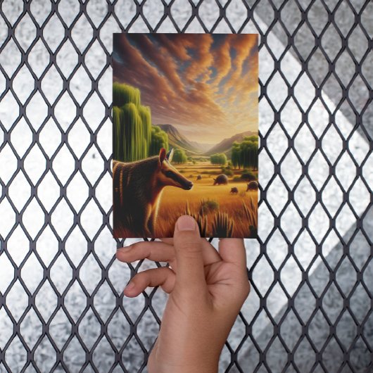 Aardvark in zonovergoten veld briefkaart