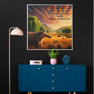Aardvark in zonovergoten veld poster