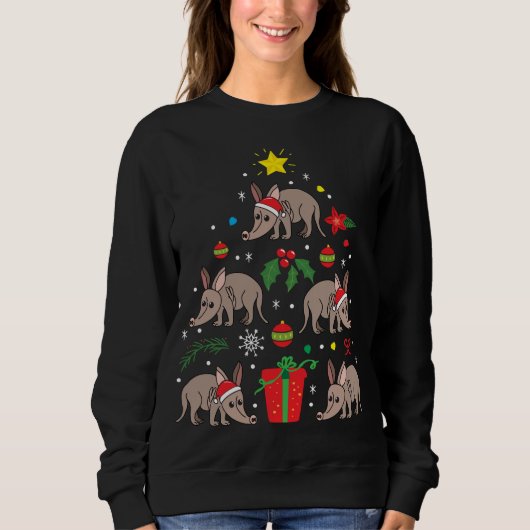 Aardvark Kerst Ornament Boom Grappig Kerstcadeau Trui (Voorkant)