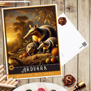 Aardvark   Schattige familie  Briefkaart