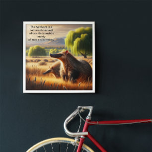 Aardvark Tranquil Harmony: Wildlife Duo in Meadow Poster