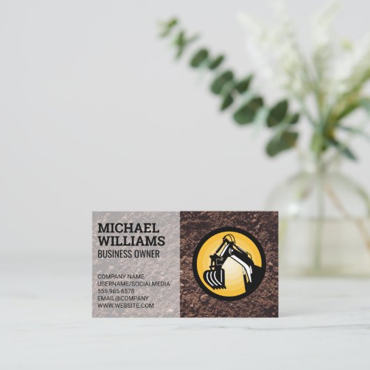 Aardverschuiver | Bouwvoertuig Visitekaartje (Staand voorkant)