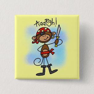 Aargh Monkey Pirate Tshirts en Gifts Vierkante Button 5,1 Cm