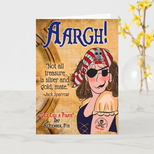 Aargh! - Talk Like a Pirate Day Kaart (Gele Bloem)