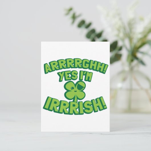 AARGHH JA, IK BEN IRISH, met een pirate SHAMROCK Briefkaart (Staand voorkant)