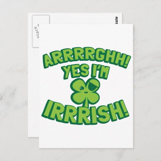 AARGHH JA, IK BEN IRISH, met een pirate SHAMROCK Briefkaart (Voorkant / Achterkant)