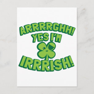 AARGHH JA, IK BEN IRISH, met een pirate SHAMROCK Briefkaart