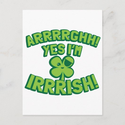 AARGHH JA, IK BEN IRISH, met een pirate SHAMROCK Briefkaart (Voorkant)