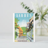 Aarhus Danmark Vintage Travel Poste Briefkaart (Staand voorkant)