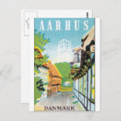 Aarhus Danmark Vintage Travel Poste Briefkaart (Voorkant / Achterkant)