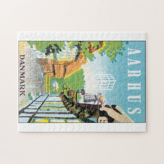 Aarhus Danmark Vintage Travel Poste Legpuzzel (Horizontaal)