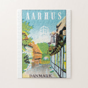 Aarhus Danmark Vintage Travel Poste Legpuzzel