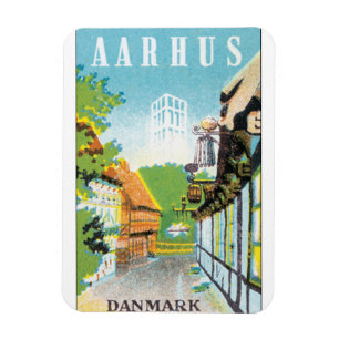 Aarhus Danmark Vintage Travel Poste Magneet