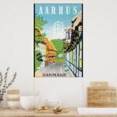 Aarhus Danmark Vintage Travel Poste Poster (Keuken)