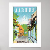 Aarhus Danmark (wit) Poster (Voorkant)
