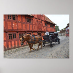 Aarhus, Denemarken, Paard en Buggy Poster