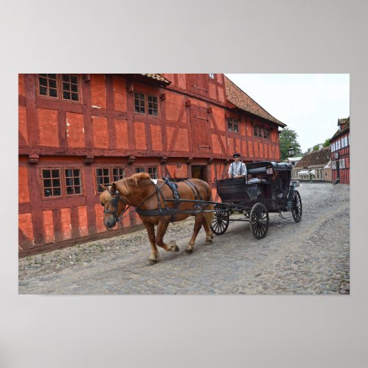 Aarhus, Denemarken, Paard-en-wagen Poster (Voorkant)