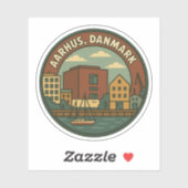 Aarhus Denemarken stadsgezicht Sticker (Vel)