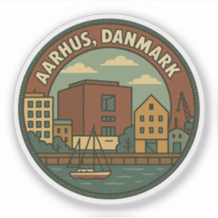 Aarhus Denemarken stadsgezicht Sticker