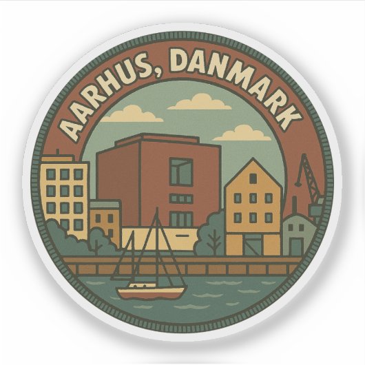 Aarhus Denemarken stadsgezicht Sticker (Voorkant)