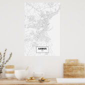 Aarhus, Denemarken (zwart op wit) Poster (Keuken)