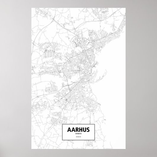 Aarhus, Denemarken (zwart op wit) Poster (Voorkant)