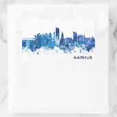 Aarhus Denmark Skyline Blue Rechthoekige Sticker (Tas)