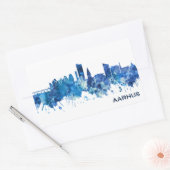 Aarhus Denmark Skyline Blue Rechthoekige Sticker (Envelop)