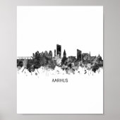 Aarhus Denmark Skyline BW Poster (Voorkant)