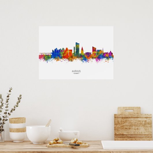 Aarhus Denmark Skyline Poster (Keuken)