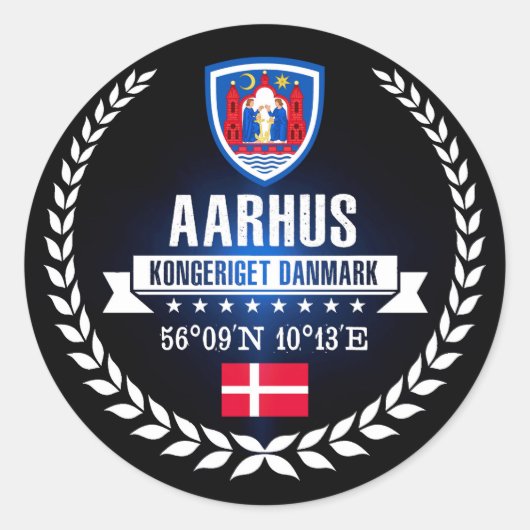 Aarhus Ronde Sticker (Voorkant)