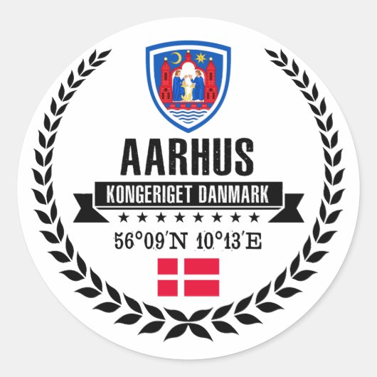 Aarhus Ronde Sticker (Voorkant)