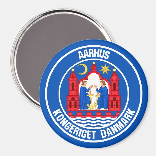 Aarhus Round Emblem Magneet (Voorkant / Achterkant)