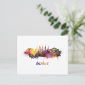Aarhus skyline in waterverf briefkaart (Staand voorkant)
